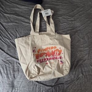 Ulta Beauty Cream Canvas Tote with Pink & Orange Bubble Graphic